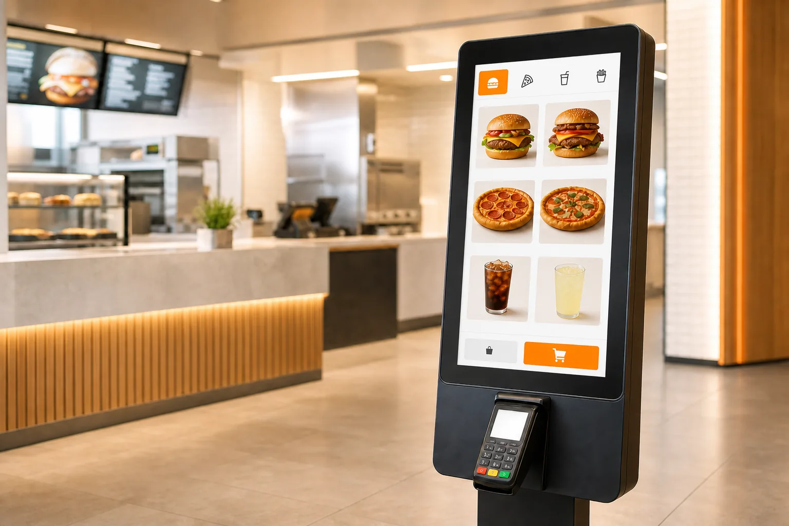 Restoranda self servis sipariş kiosk sistemi