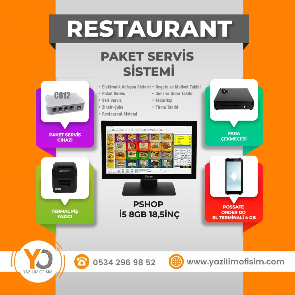 Burger ve pizza işletmeleri için paket servis ve adisyon sistemi